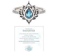 NIQIPOK Anello di promessa di loto con scritta in inglese "To My Dearest Daughter", da mamma, senza fango, senza loto, delicato anello da donna con fiore di loto per yoga, altamente lucidato