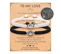 NIQIPOK Braccialetti coordinati per coppie, I Love You 100 Lingue Coppia Braccialetto, lui e Lei, coppia di bracciali coordinati, gioielli regalo per donne/uomini amici, 8, Metallo, Nessuna pietra