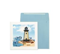 NIQUEA.D Biglietto per la festa del papà, Faro, include una busta unica e coordinata (NFD-0003)