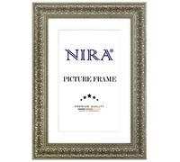 NiRa Cornice in legno massiccio barocco rococò 70 x 100 cm in argento antico | Colore e dimensione selezionabili | Cornice per poster | Puzzle | Foto collage HD095