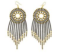 NIRALI - Orecchini Maasai con motivo nero oro/argento. Protezione e positività. Collezione Maasai Stile Boho-chic tribale. Orecchini da donna Ideale come regalo., Largos, Conti, Nessuna pietra