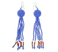 NIRALI - Orecchino lungo con perline colorate. Design etnico artigianale africano. Collezione Maasai Stile Boho-chic tribale. Orecchini da donna Ideale come regalo., Largo, Conti, Nessuna pietra