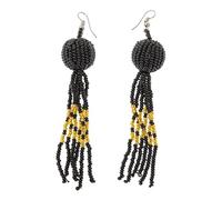 NIRALI - Orecchino lungo con perline colorate. Design etnico artigianale africano. Collezione Maasai Stile Boho-chic tribale. Orecchini da donna Ideale come regalo., Largo, Conti, Nessuna pietra