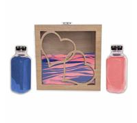 NIRALIS Kit Rituale di Sabbia per Matrimonio con Cornice Cuori - Cerimonia Simbolica d'Amore - Include 2 Colori Sabbia (800 g c/u) - Regalo San Valentino - Modello Bianco o Quercia (Quercia, Rosa/Blu)