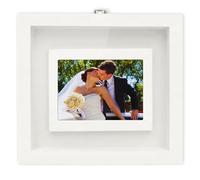 NIRALIS Rito della sabbia matrimonio cornice cerimonia bianca con foto 10x15 cm, coperchio magnetico e cornice profonda come ricordo nuziale, versione semplice senza sabbia - 24x26x5 cm