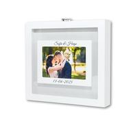 NIRALIS Ritual Arena per Matrimoni Personalizzato | Cornice Rituale delle Arene semplice Personalizzabile con Nomi degli Sposi e Data Evento | Cornice per foto 10x15cm | (Bianco Senza Arena
