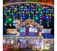 NIRANJAN Tenda luminosa per Natale, ghirlanda luminosa, per esterni, interni, finestre, impermeabile, 8 modalità, luci natalizie, decorazione per balcone, terrazza, festa serata, compleanno (5 m,