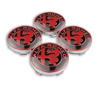 NIRBO 4 Pezzi coprimozzo Auto Set sostituire, per Alfa Romeo, Cerchioni Auto Pneumatici coprimozzo Centro coprimozzo Emblema Adesivo Decalcomania Copertura, 60 mm Distintivo Trim,Re-d