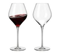 NireHoris Set di 2 bicchieri di cristallo soffiati a mano, da spumante e vino rosso, 600 ml, estremamente sottili, con manico fine, senza piombo, eleganti calici per champagne e bordeaux, set di