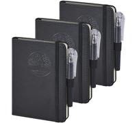 NIRMIRO (3 Pack) Small Journal Pocket Notebook, 3.7" x 5.7", A6 Mini Notepad with Pen, for Women Men Work Writing Note Taking, Hardcover, Black Leather