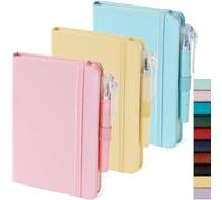 NIRMIRO Piccolo taccuino con penna, mini blocco note tascabile da donna, piccolo blocco note per prendere appunti, rosa, giallo, celeste