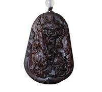 NIRNHYRUR Braccialetto Vietnam Nha Trang Perline in Resina Bianca di Legno agar con Morbidi Fili Seta Ciondolo Bestia Mitica in Stile Antico