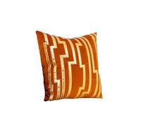 NIRNHYRUR Cuscino Ricamato Confezione da 2 federe Decorative quadrate in Morbido Velluto e Similpelle, con Linee Dorate, for Divano, Poltrona(Orange)