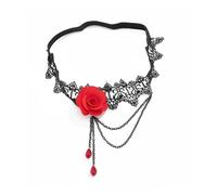 NIRNHYRUR Giarrettiere da Sposa for la, 4 Pezzi, con Fascia Elastica for Gamba e Coscia, Fiore Grande Rosa(Red)