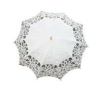 NIRNHYRUR Ombrellone da Sposa in Pizzo Ombrello da Sposa Ricamato in Pizzo Fatto a Mano in Cotone con Manico Lungo for Matrimoni all'aperto(Color 2)
