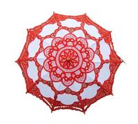 NIRNHYRUR Ombrellone da Sposa in Pizzo Ombrello da Sposa Ricamato in Pizzo Fatto a Mano in Cotone con Manico Lungo for Matrimoni all'aperto(Color 3)