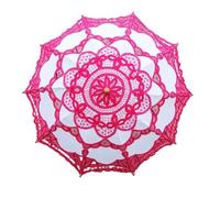 NIRNHYRUR Ombrellone da Sposa in Pizzo Ombrello da Sposa Ricamato in Pizzo Fatto a Mano in Cotone con Manico Lungo for Matrimoni all'aperto(Rose Red)