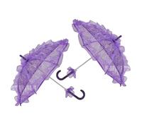 NIRNHYRUR Ombrellone in Pizzo da Matrimonio 2 Pezzi Mini Parasole in Pizzo Ombrello Ricamato Vintage for Accessori for Foto di Fiori Nuziali(Purple)