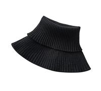 NIRNHYRUR Sciarpa con Colletto Lavorato a Maglia da Donna, 5 Pezzi, Sciarpa Falsa Moda Invernale Antivento Staccabile(Black)