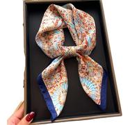 NIRNHYRUR Sciarpa di Seta da Donna Estate 70x70 cm Sciarpa Scozzese Quadrata di Seta Donna Retro Raso Collo Cravatta for Capelli Morbido Fazzoletto da Collo Hijab(Color 1)