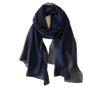 NIRNHYRUR Sciarpa di Seta da Donna Estate Donna Sciarpa da Spiaggia Color Tinta Unita Scialli di Seta Fascia for Capelli Avvolge la Protezione Solare Hijab(Dark Blue)