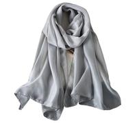 NIRNHYRUR Sciarpa di Seta da Donna Estate Donna Sciarpa da Spiaggia Color Tinta Unita Scialli di Seta Fascia for Capelli Avvolge la Protezione Solare Hijab(Gray)
