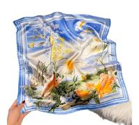 NIRNHYRUR Sciarpa di Seta da Donna Sciarpa Quadrata di Seta Floreale Scialle di Raso da Donna Avvolgere Hijab Fazzoletto for Capelli Femminile 70 * 70 cm(Blue)