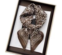 NIRNHYRUR Sciarpa di Seta da Donna Sciarpe Stampate Morbido Raso Quadrato Fazzoletto da Collo Scialli da Donna Hijab 70X70CM(Brown)