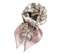 NIRNHYRUR Sciarpa di Seta da Donna Sciarpe Stampate Morbido Raso Quadrato Fazzoletto da Collo Scialli da Donna Hijab 70X70CM(Pink)