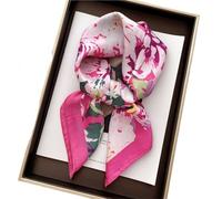 NIRNHYRUR Sciarpa di Seta da Donna Sciarpe Stampate Morbido Raso Quadrato Fazzoletto da Collo Scialli da Donna Hijab 70X70CM(Bright Pink)