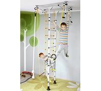 NiroSport FitTop M1 Spalliera Ginnastica per Bambini Svedese, Sicurezza Testata, Facile Installazione, Carico Massimo Fino a ca. 130 kg, Made in Germany (Bianco, Altezza del soffitto 240-290 cm)