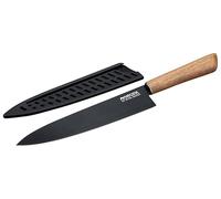 Nirosta Coltello Chef da cucina in acciaio inox, lama con rivestimento antiaderente, manico in acacia 100% FSC, coltello con custodia protettiva, lavare a mano, dimensione 34 cm, Linea Flow