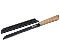 Nirosta Coltello Pane da cucina in acciaio inox, lama con rivestimento antiaderente, manico in acacia 100% FSC, coltello con custodia protettiva, lavare a mano, dimensione 33 cm, Linea Flow