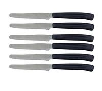 Nirosta Set da 6 Coltelli Lama Seghettata da tavola Punta Tonda 21,5x1,9x1 cm, Set da 6pz, Colore Tortora o Nero, lunghezza lama 10,5 cm Per Carne e Pizza