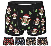 Nirusetty Biancheria intima da uomo personalizzata con viso Boxer personalizzati Boxer personalizzati Regali divertenti per lui marito fidanzato, She is My Snowman, M