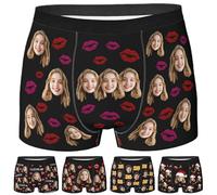 Nirusetty Biancheria intima da uomo personalizzata con viso Boxer personalizzati Boxer personalizzati Regali divertenti per lui marito fidanzato, Due Labbra Amore, L