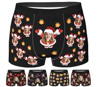 Nirusetty Biancheria intima da uomo personalizzata con viso Boxer personalizzati Boxer personalizzati Regali divertenti per lui marito fidanzato, Lei è il mio Babbo Natale, XL