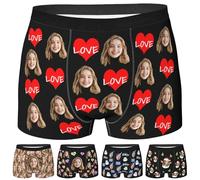 Nirusetty Biancheria intima da uomo personalizzata con viso Boxer personalizzati Boxer personalizzati Regali divertenti per lui marito fidanzato, Amore dentro l'amore, XL