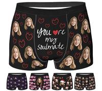 Nirusetty Biancheria intima da uomo personalizzata con viso Boxer personalizzati Boxer personalizzati Regali divertenti per lui marito fidanzato, Sei la mia anima gemella, XS