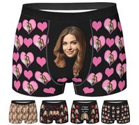 Nirusetty Biancheria intima da uomo personalizzata con viso Boxer personalizzati Boxer personalizzati Regali divertenti per lui marito fidanzato, Foto di coppia con amore, L