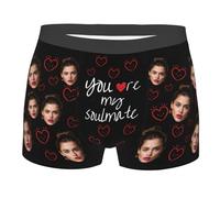 Nirusetty Biancheria intima personalizzata da uomo, boxer personalizzati, biancheria intima personalizzata per uomo, regali di compleanno per lui, Sei la mia anima gemella, M