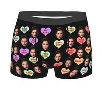 Nirusetty Biancheria intima personalizzata da uomo, boxer personalizzati, biancheria intima personalizzata per uomo, regali di compleanno per lui, Testo colorato a forma, 3XL