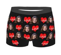 Nirusetty Biancheria intima personalizzata da uomo, boxer personalizzati, biancheria intima personalizzata per uomo, regali di compleanno per lui, Cuore Rosso Amore, L