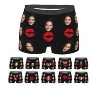 Nirusetty Boxer da uomo personalizzati con viso intimo personalizzato per fidanzato marito San Valentino compleanno XS-3XL, La tua moglie faccia con le labbra 3, M