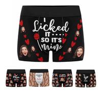 Nirusetty Boxer da uomo personalizzati personalizzati divertenti regali biancheria intima per fidanzato marito lui, Lei ha fame, L