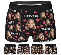 Nirusetty Boxer da uomo personalizzato con viso intimo personalizzato regali per lui marito fidanzato San Valentino, anniversario