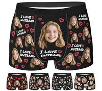 Nirusetty Boxer da uomo personalizzato con viso intimo personalizzato regali per lui marito fidanzato San Valentino, anniversario