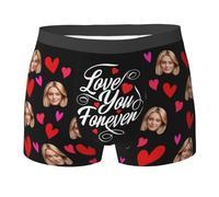 Nirusetty Boxer personalizzati con viso intimo personalizzato per uomo fidanzato marito lui, Ti amo per sempre, 3XL