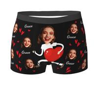Nirusetty Boxer personalizzati con viso personalizzato con immagine divertente per Natale regalo di compleanno uomo fidanzato marito padre, Ruba il mio cuore, M