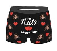 Nirusetty Boxer personalizzati con viso personalizzato con immagine divertente slip regalo per lui, Stile 9, M